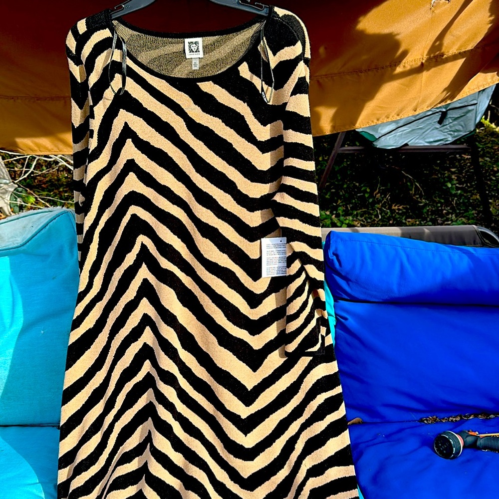 Anne  Klein sweater zebra dress NWT
